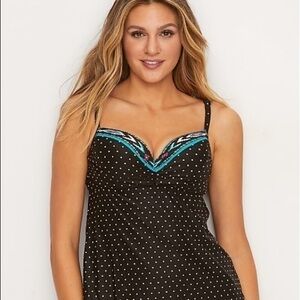 COCO REEF Polka Dot Black Tankini Swim Top 32/34C